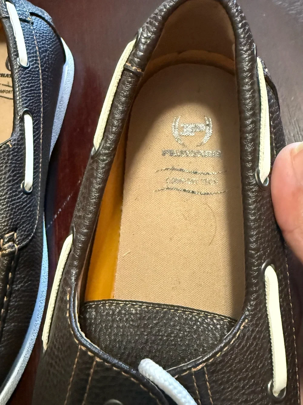 Men’s Brown Faux-Leather Boat Shoes - Comfort Tech new tag off